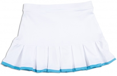 Girls white pleated tennis skort with twilight blue trim
